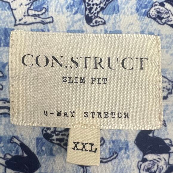 Con.Struct shirt men’s XXL-2XL Slim fit, 4-way stretch, flip cuffs, dog print! - Picture 6 of 7